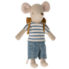 Tricycle_maileg_mouse_wearing_shorts_tshirt_backpack
