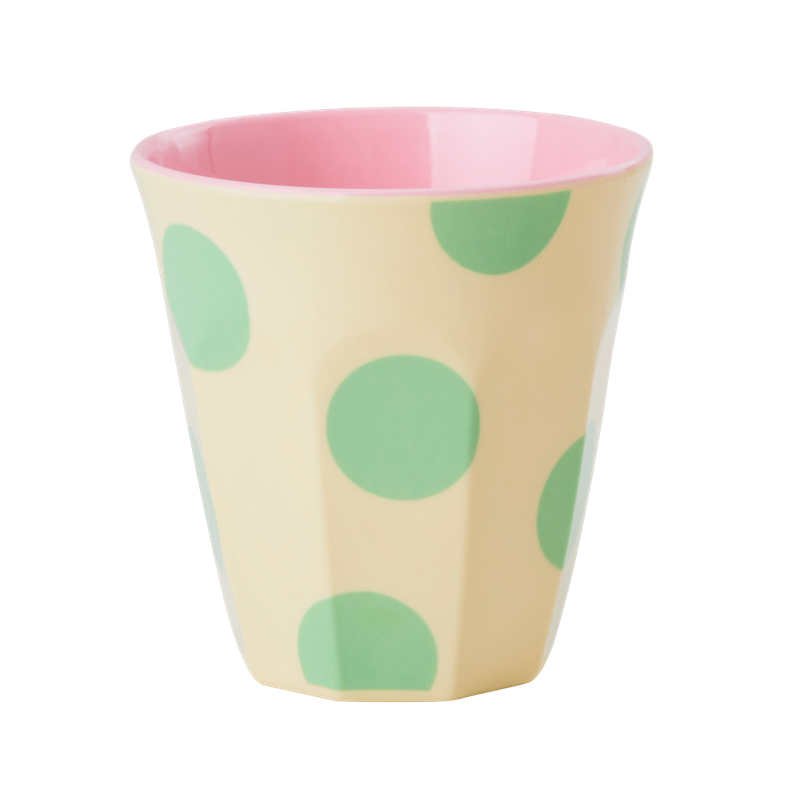 Melamine-green-dot-medium-cup
