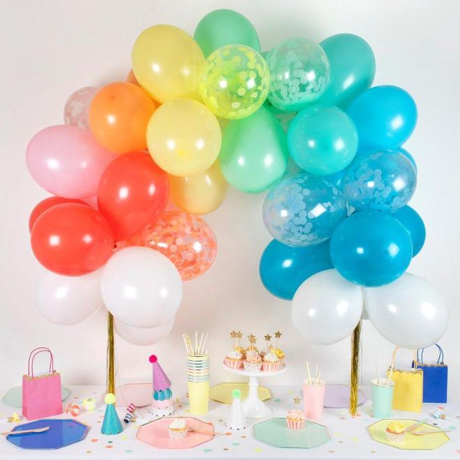 Meri Meri Rainbow Balloon Arch blown up
