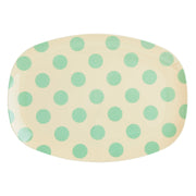 rice-dk-melamine-rectangular-green-spotty-plate